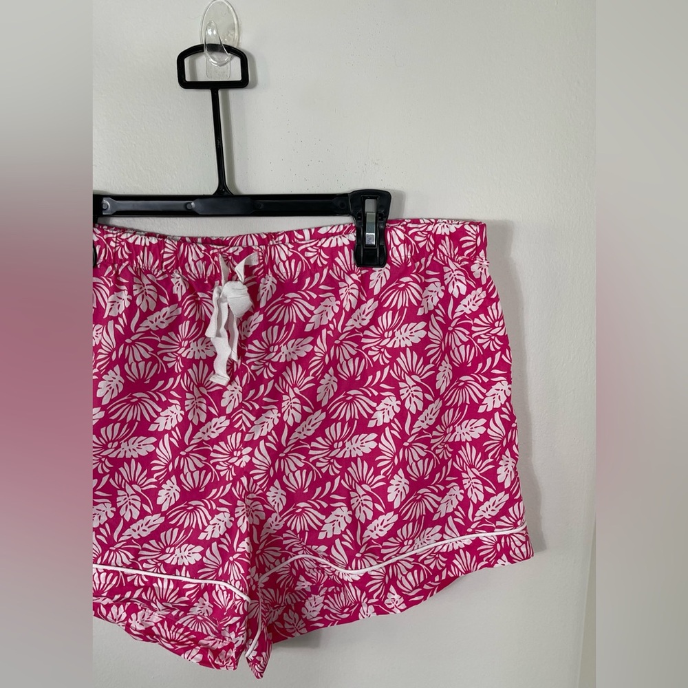 J. Crew Pink Fuchsia White Floral Elastic Waistband Shorts Cotton Summer XL - Picture 3 of 11